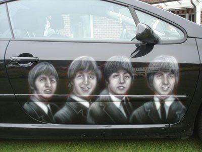 Beatles Airbrush auf der Autotür
