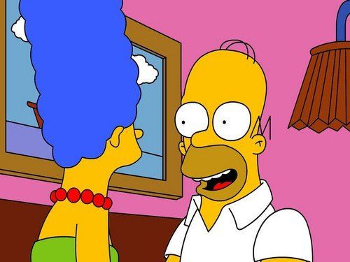 Marge und Homer Simpson unterhalten sich