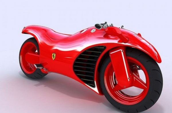 Rotes Ferrari Motorrad Konzept