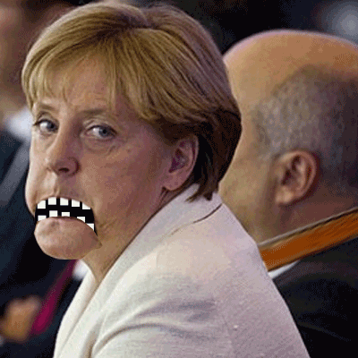 Angela Merkel als Marionette